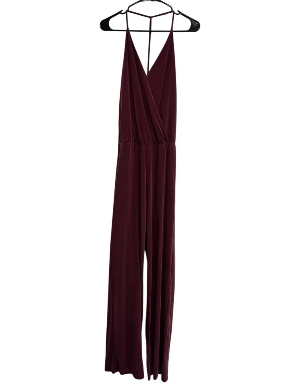 Cynthia Rowley Small Burgundy Sleeveless Wide Leg Jumpsuit Minimalist Clean Girl